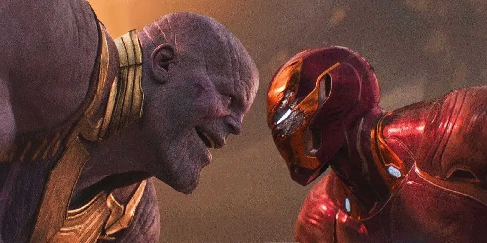 Thanos fighting Iron Man in Avengers: Infinity War