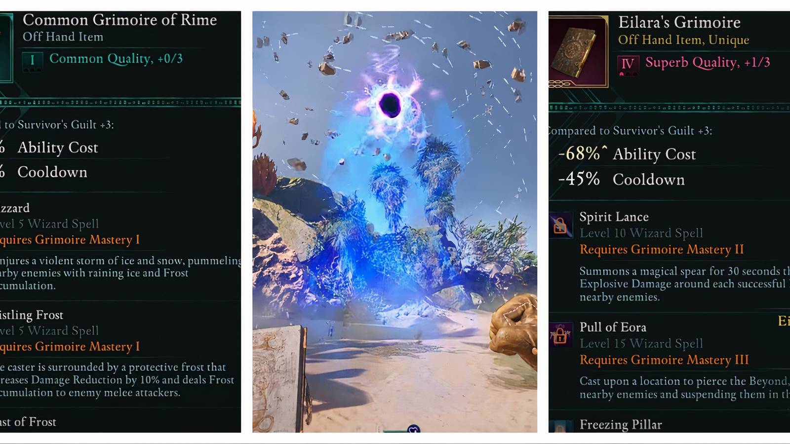 Avowed Best Grimoires Eilara and Rime with Pull of Eora spell