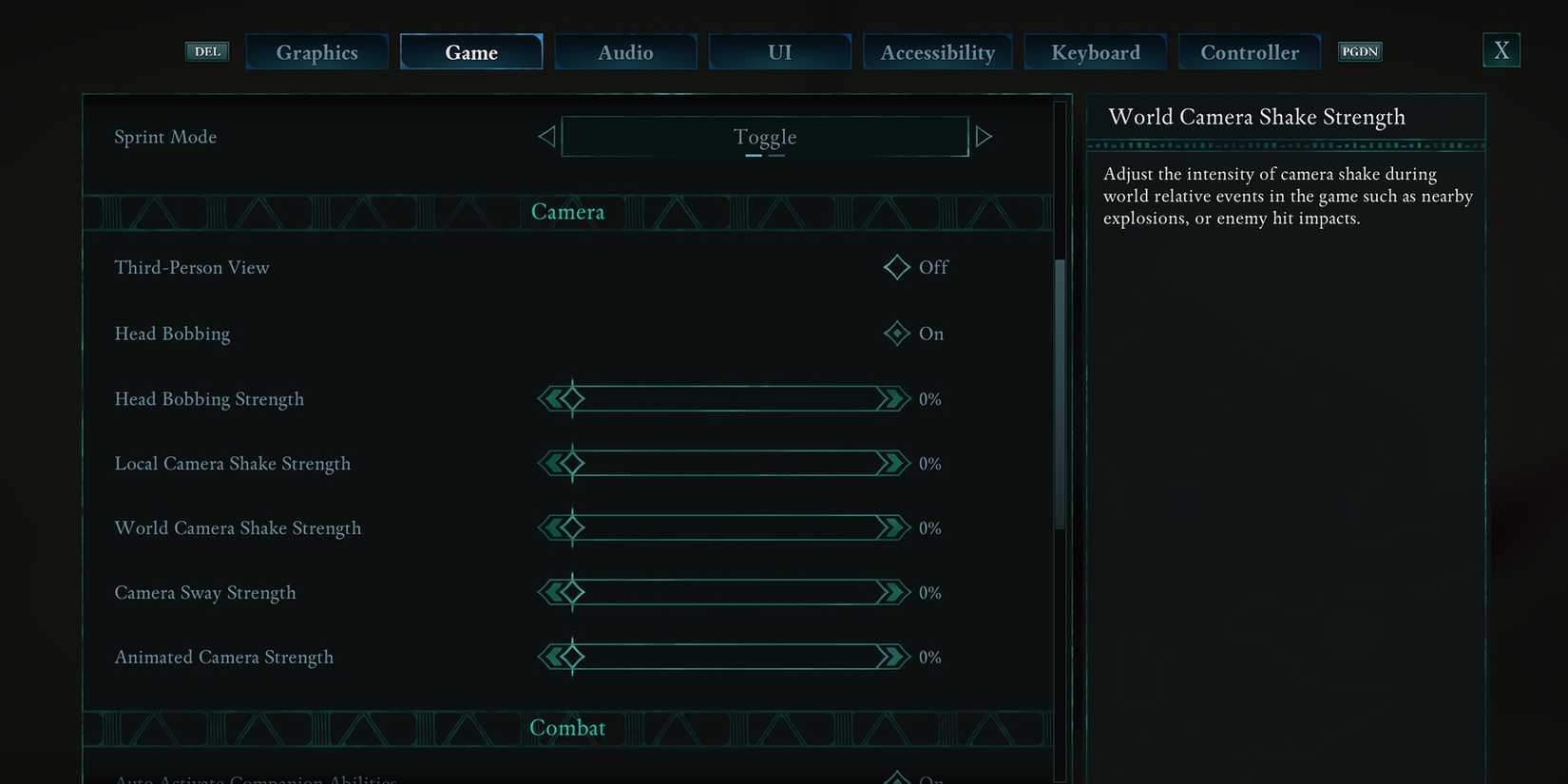 avowed camera setting