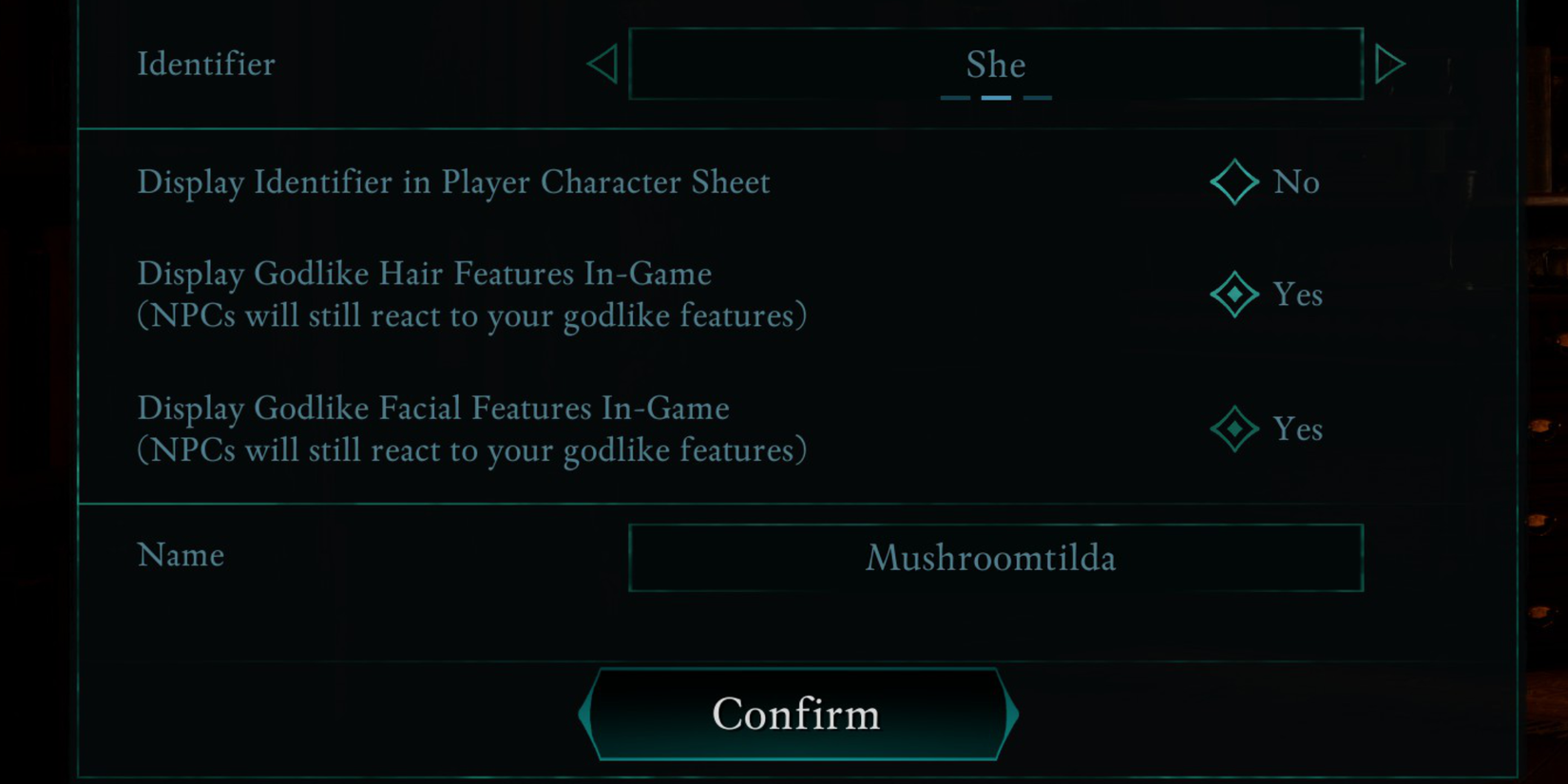 Avowed Godlike Features Character Customization Display Godlike Features Option