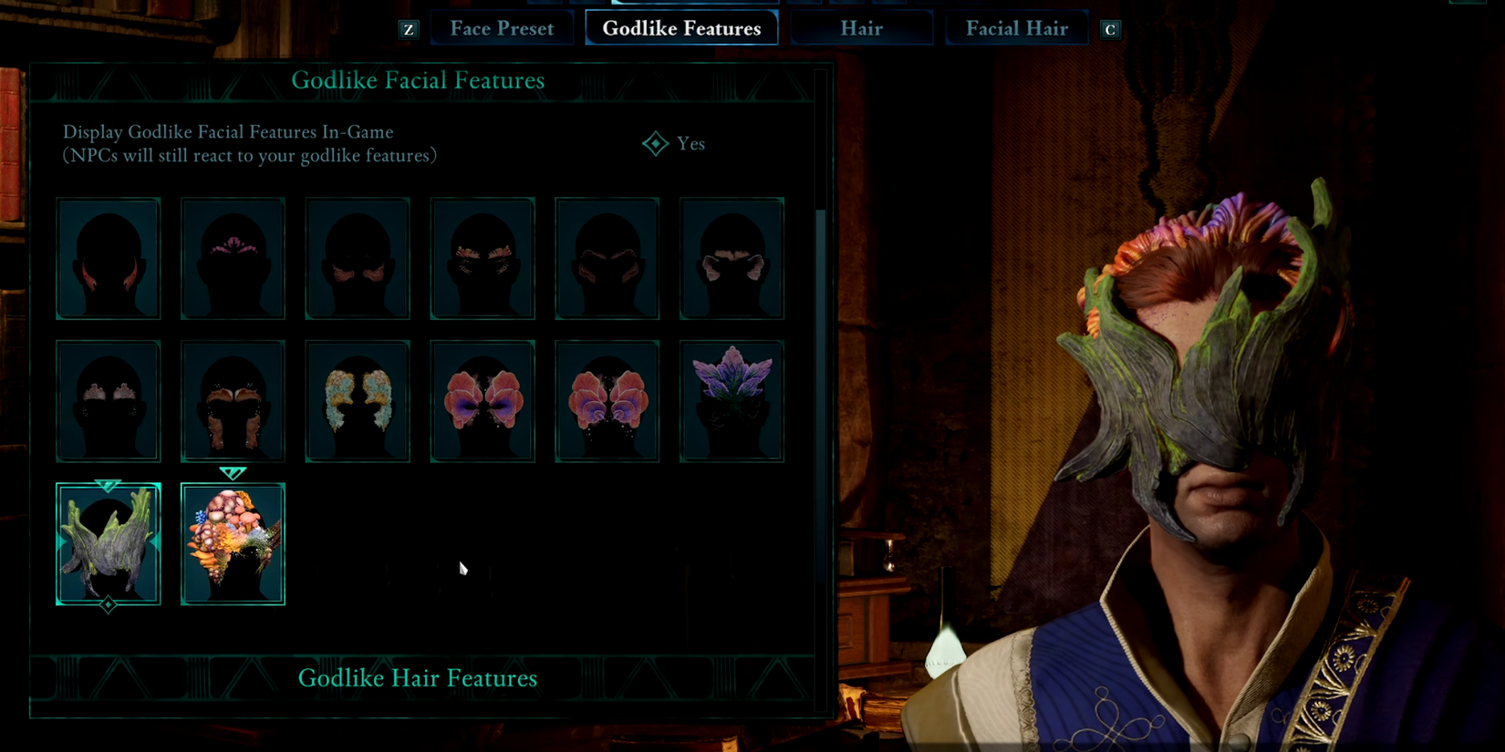 Avowed Godlike Features Character Customization Mushroom Fungus Facial Features Bark Face