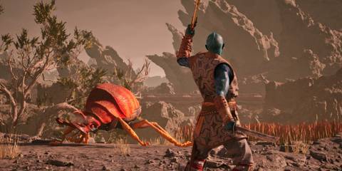 Kai shooting at enemy in Avowed