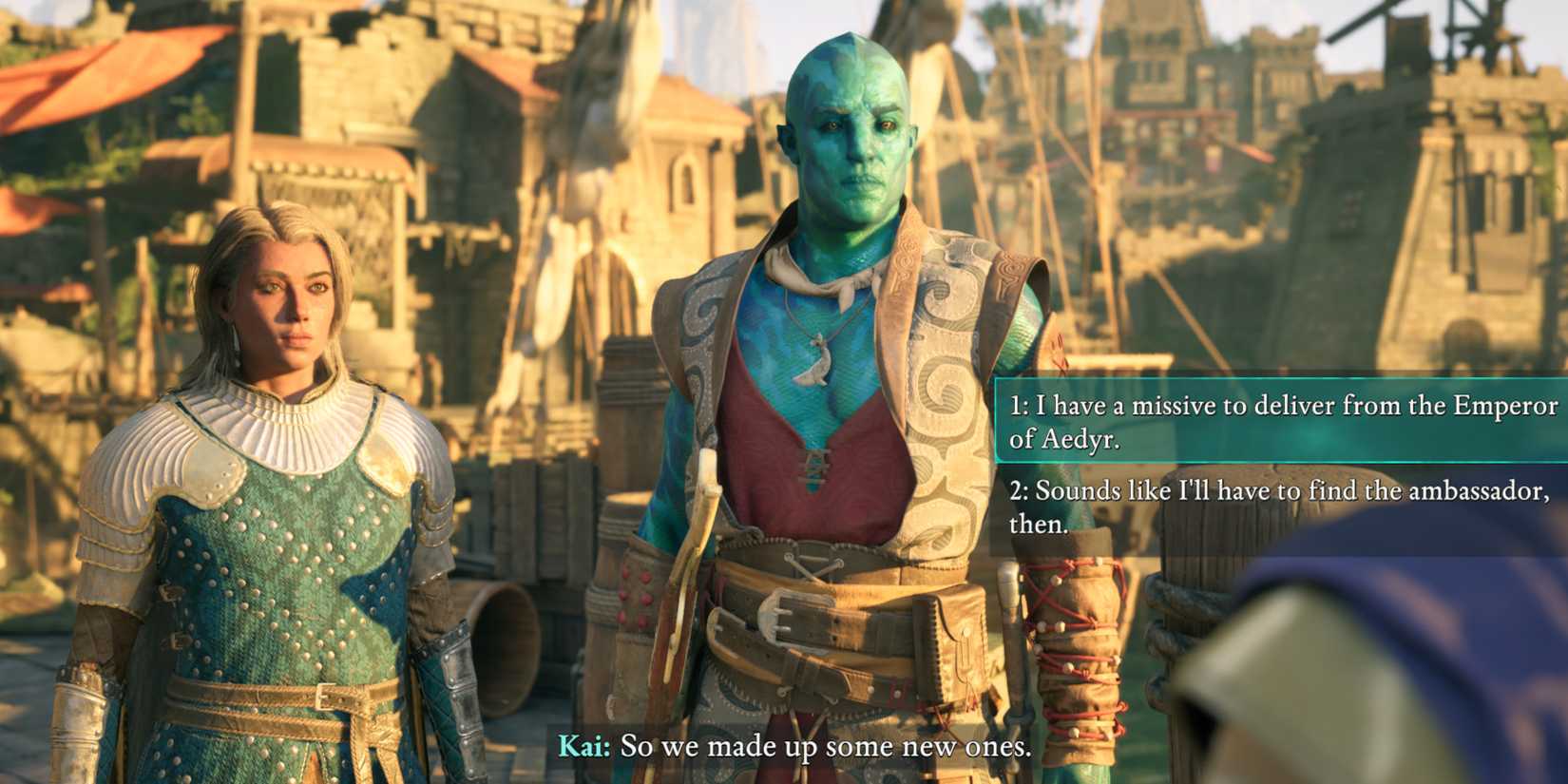 Avowed - speaking to Kai at the dock