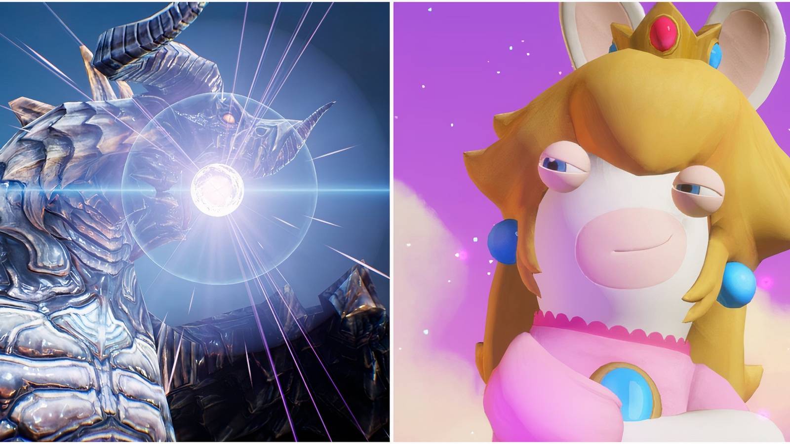 Bahamut in The Diofield Chronicle and Peach Rabbid in Mario + Rabbids Sparks Of Hope