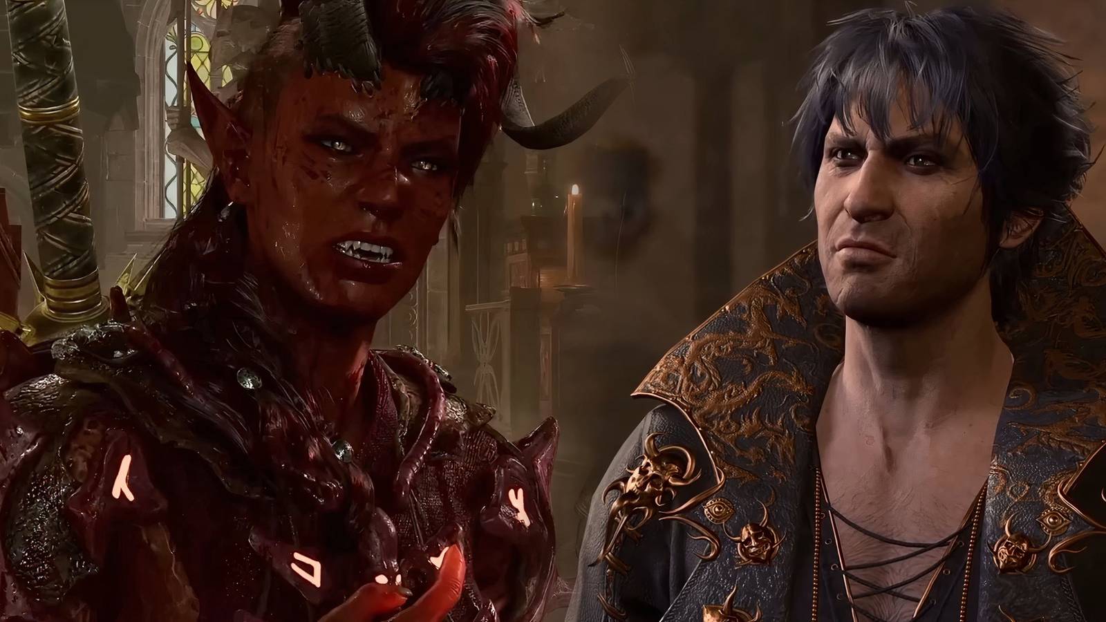 karlach and Enver Gortash from Baldur's Gate 3