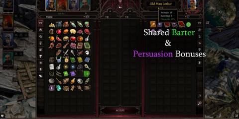 Player trading with Old Man Lothar with info about the mod at top of screen