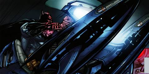 Batman riding a Bat-Jet Ski in Batman Arkham City #2