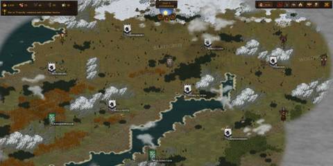 Strategic map in Battle Brothers