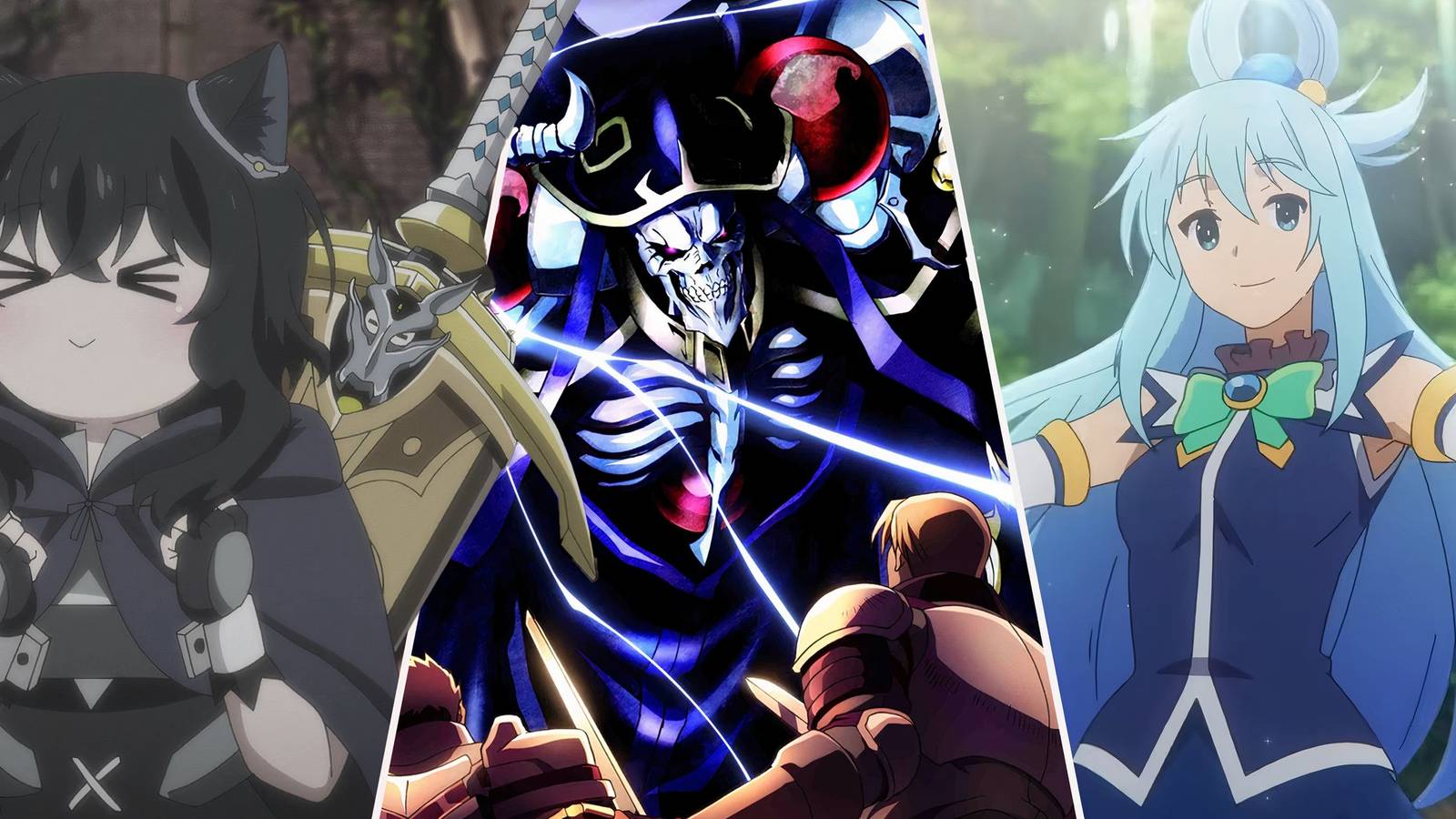 best isekai anime beginners - overlord, konosuba, reincarnated as a sword