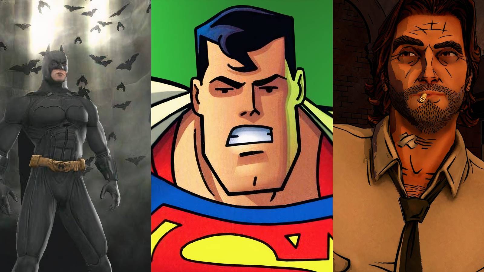 Feature image depicting Batman, Superman, and Bigby Wolf