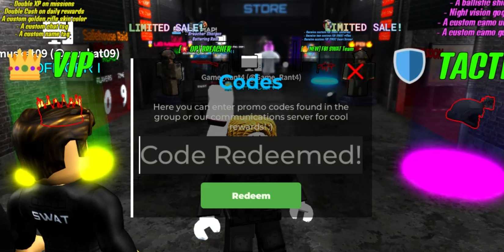 Bodycam the codes tab