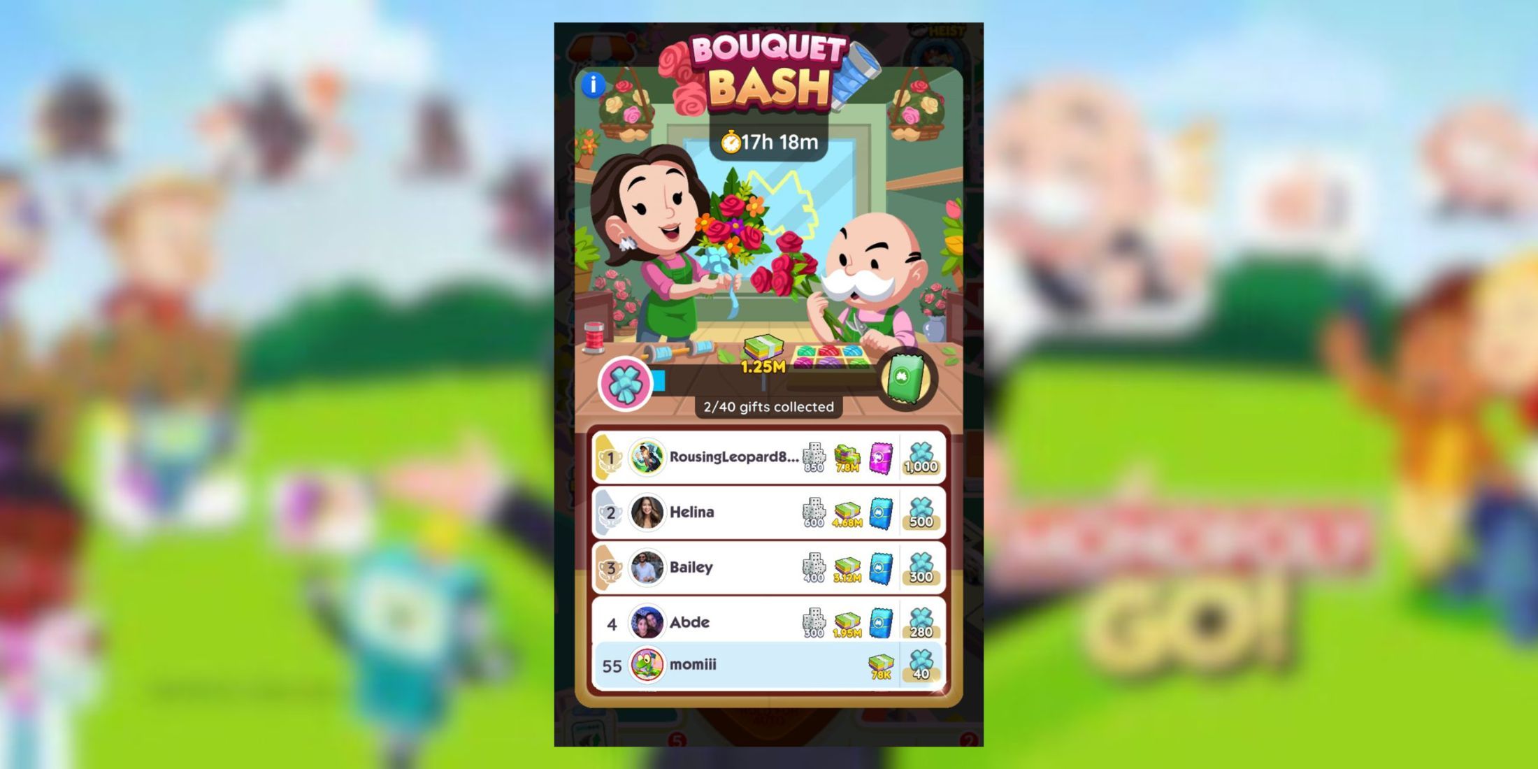 bouquet bash monopoly go