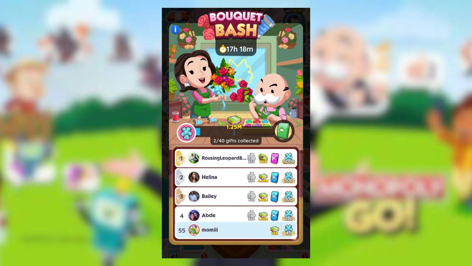 bouquet bash monopoly go