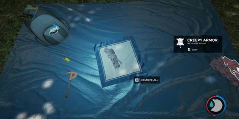 Creepy Armor being highlighted in crafting/inventory menu in The Forest