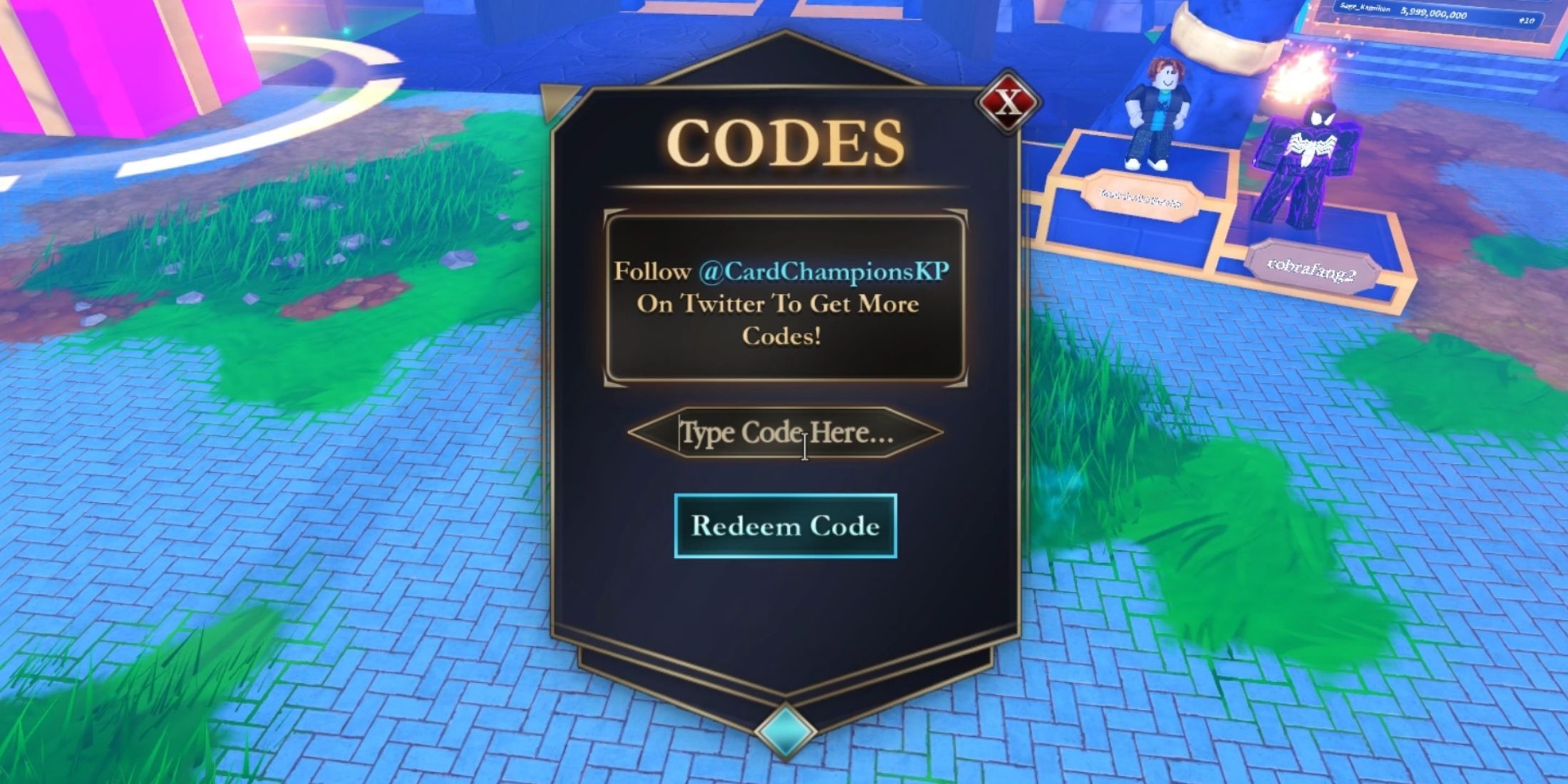 Guia de códigos do Card Champions