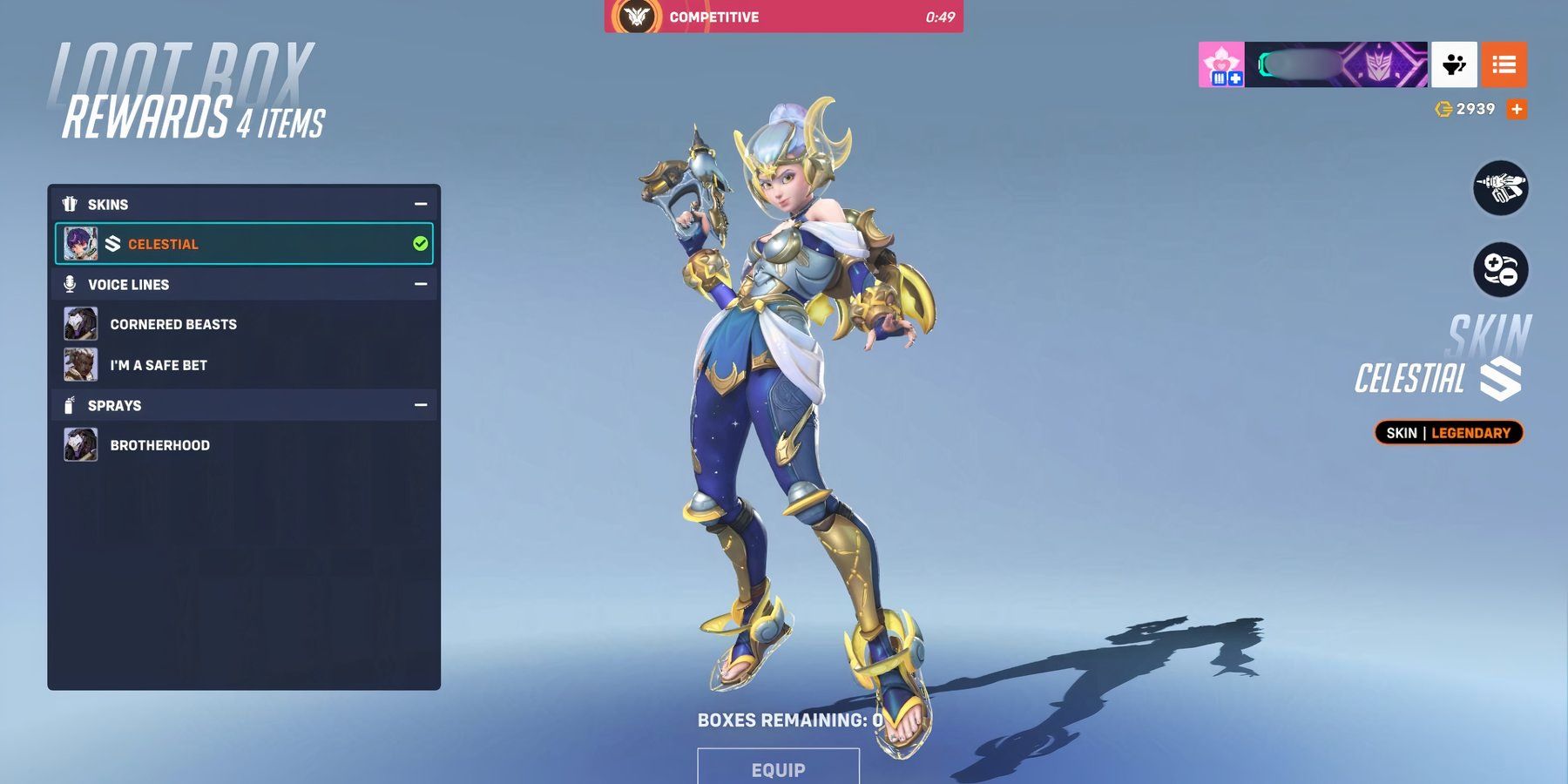 Celestial Juno Skin Overwatch 2 Loot Box Reward