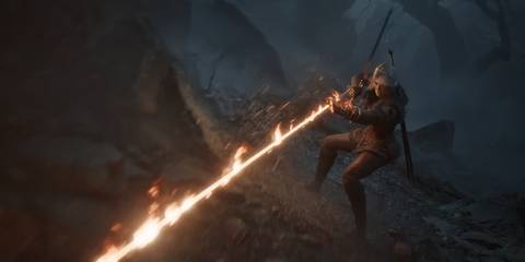 Ciri lighting her chain on fire in The Witcher 4