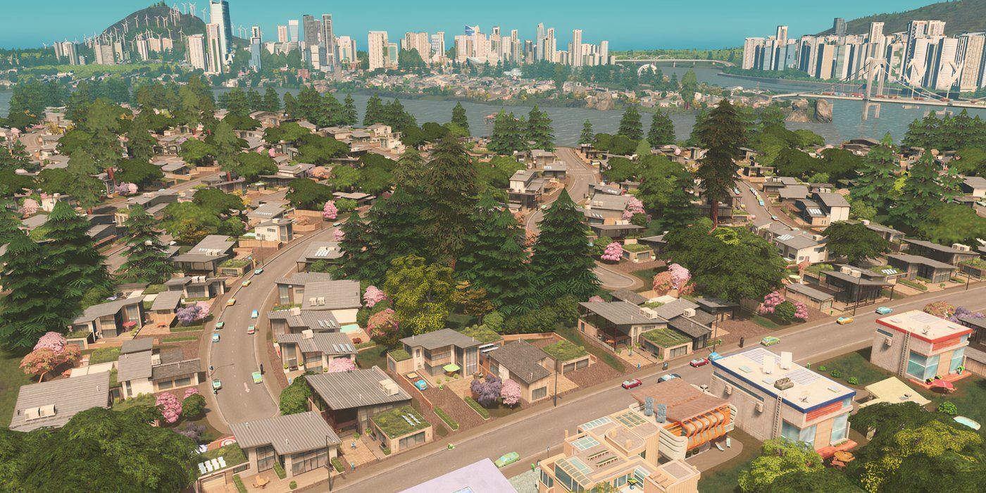 Cities Skylines 1 city by river in daylight