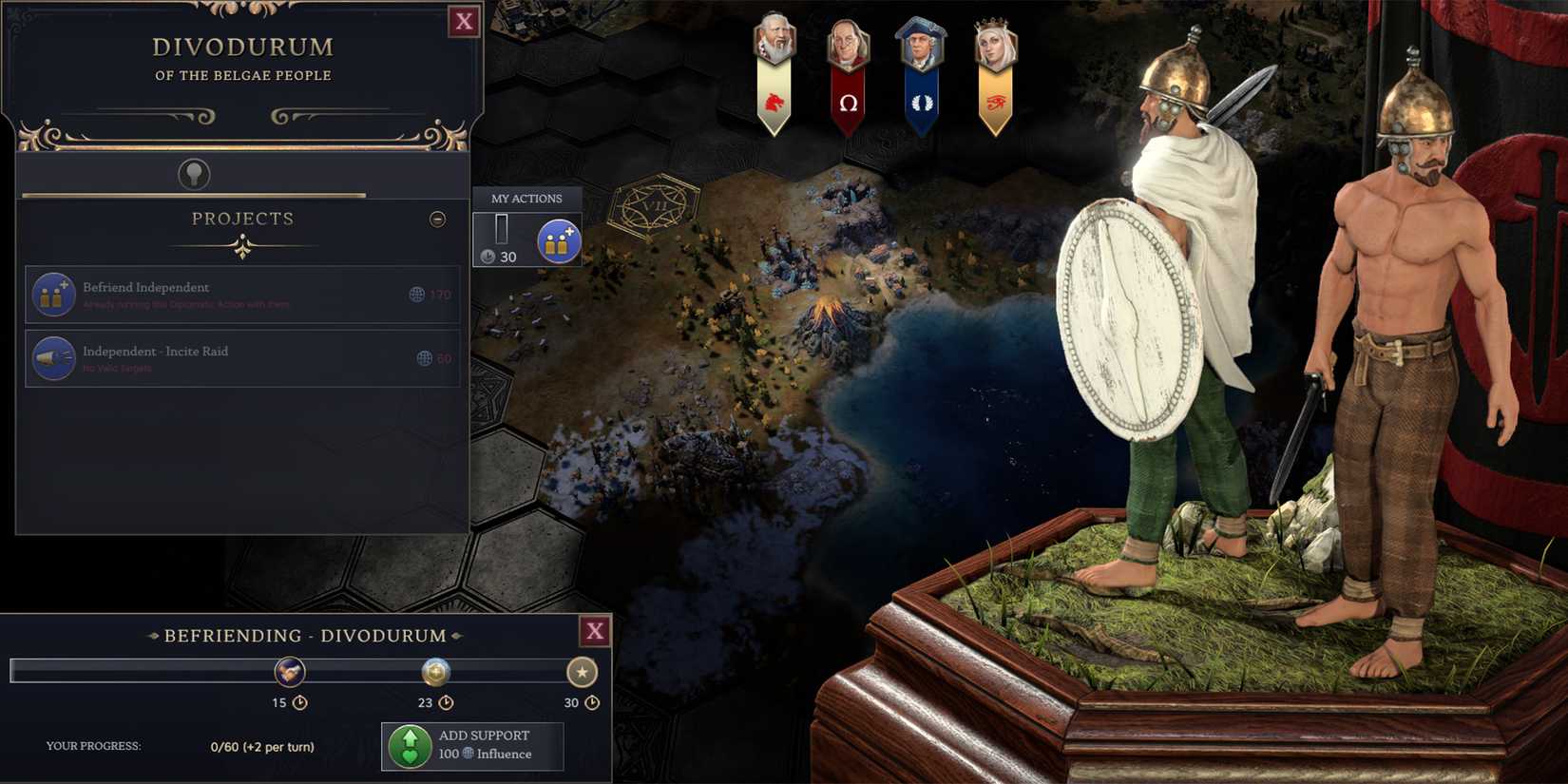 Civ 7 Befriend Independent Power Influence Divourum of the Belgae 