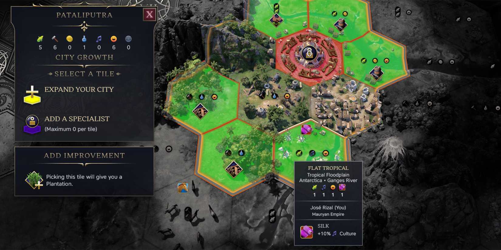 Civ 7 Grow City to Add Improvement and create a Rural tile