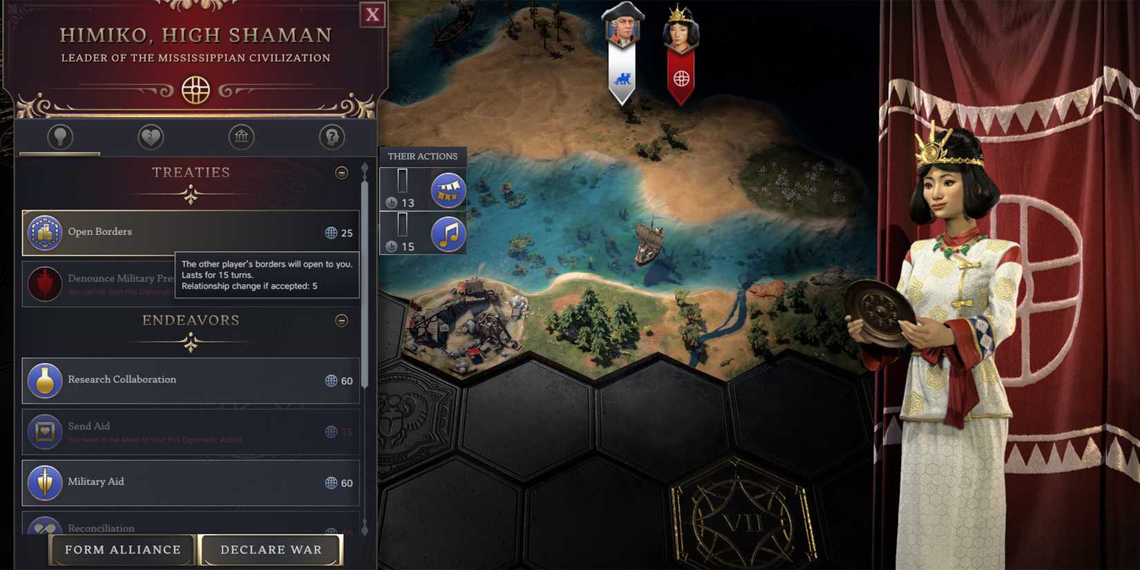 Civilization 7 Diplomacy Screen with Himiko