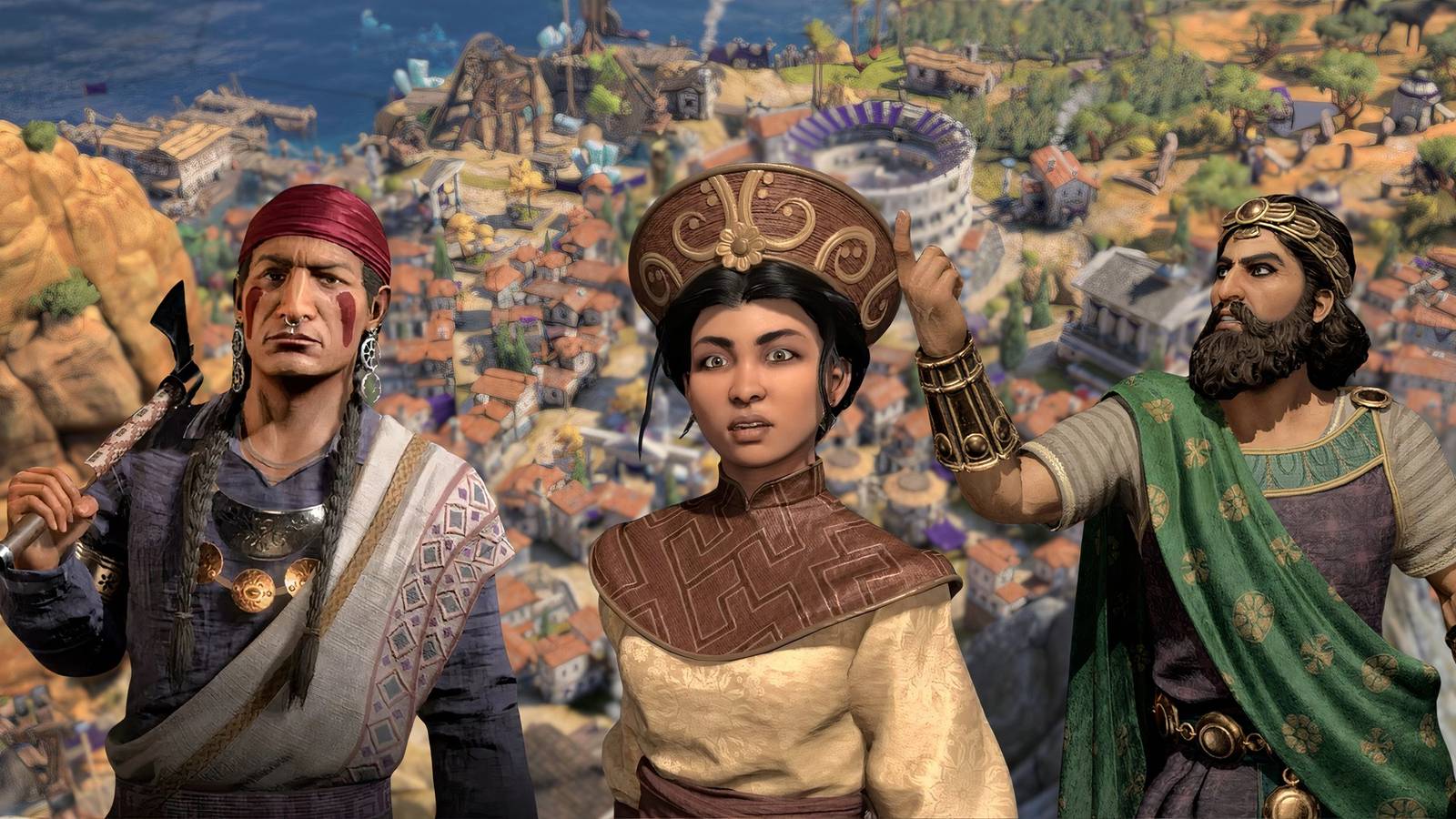 Civilization 7 Leaders In Front Of City