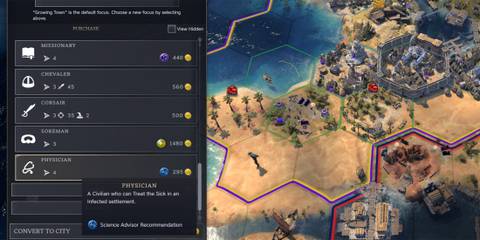 Purchasing a Physician Unit in Civilization 7
