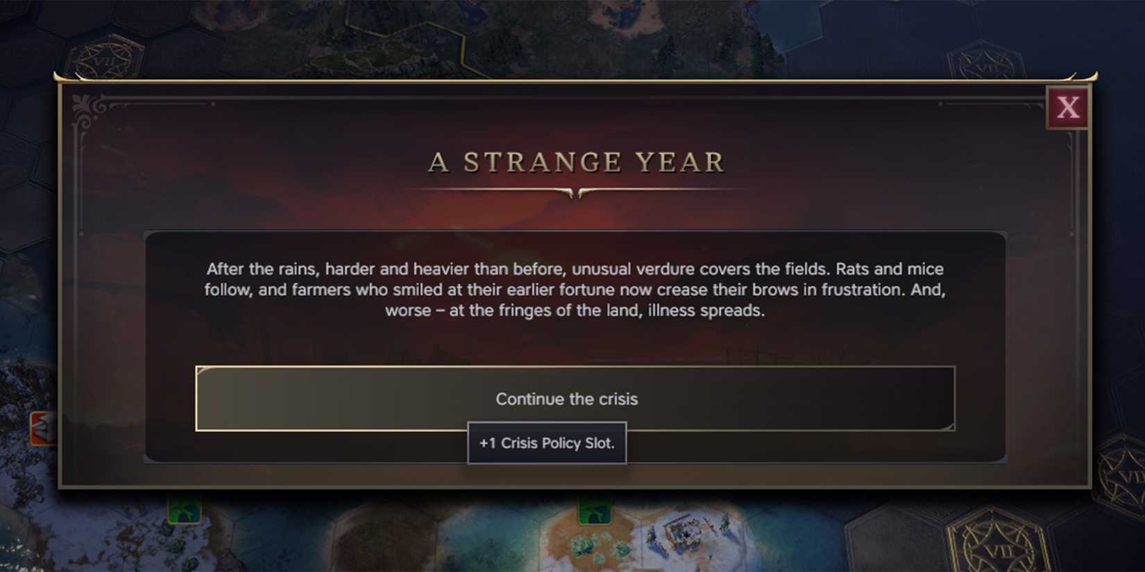 Civilization 7 when Plague Crisis "A Strange Year" starts in the Antiquity Age