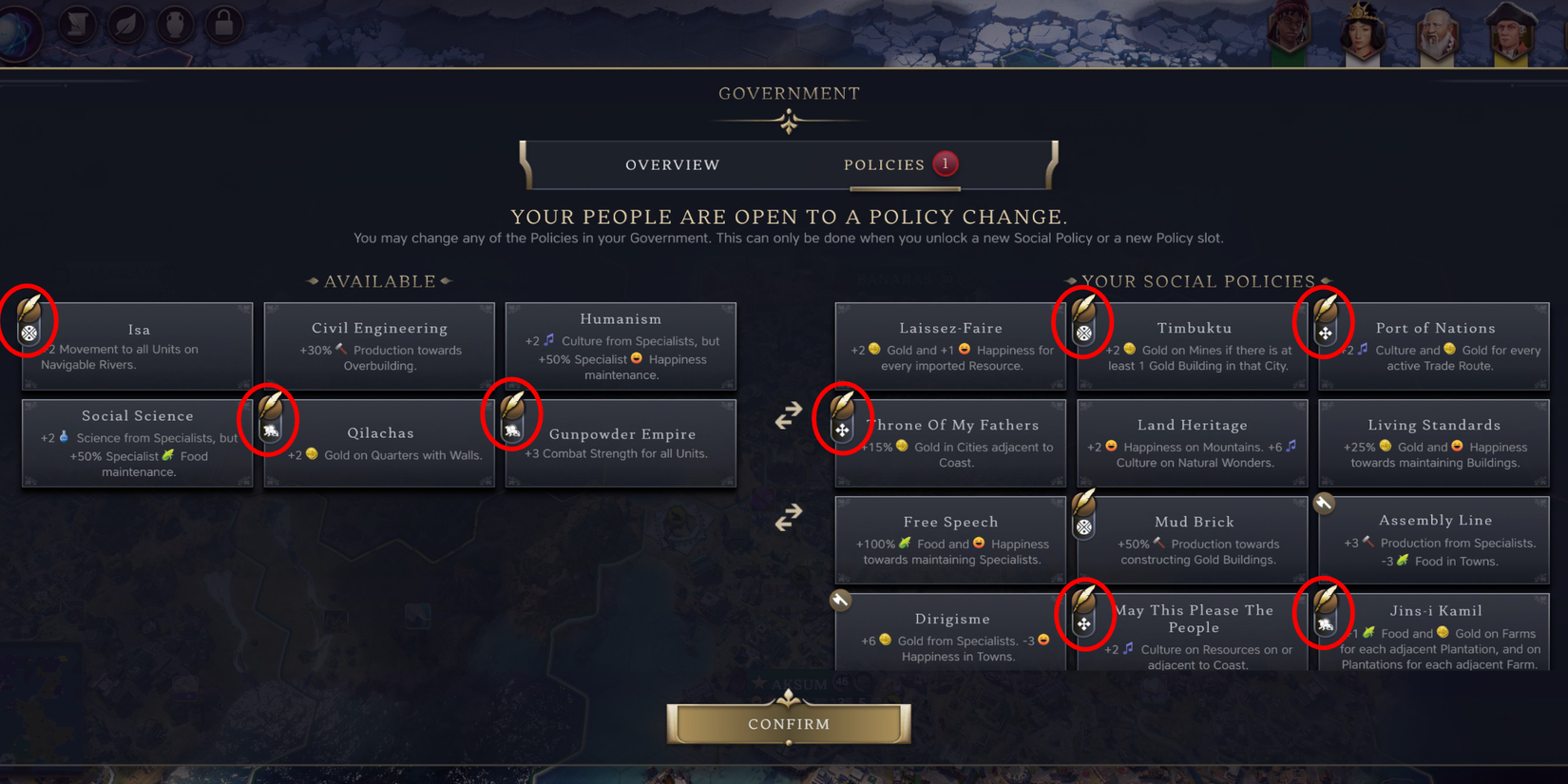 Civilization VII Traditions How To Get More Tradition Slots Social Policies Civ 7 Social Policy Screen