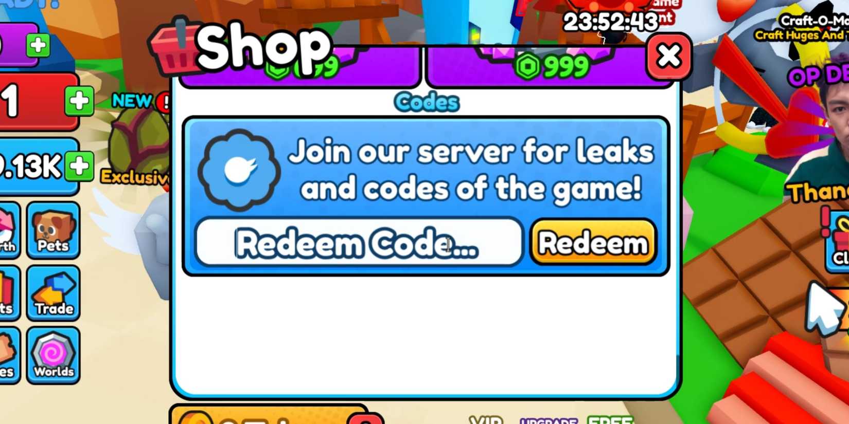 Clicking Masters the codes tab