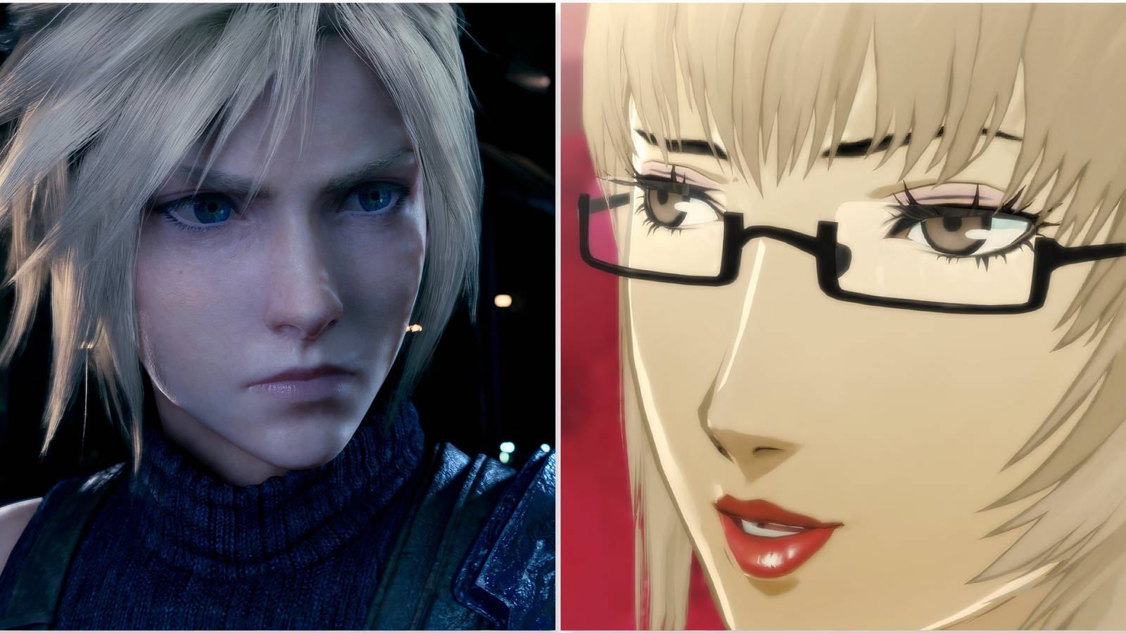 Cloud in Final Fantasy 7 Remake and Katherine in Catherine