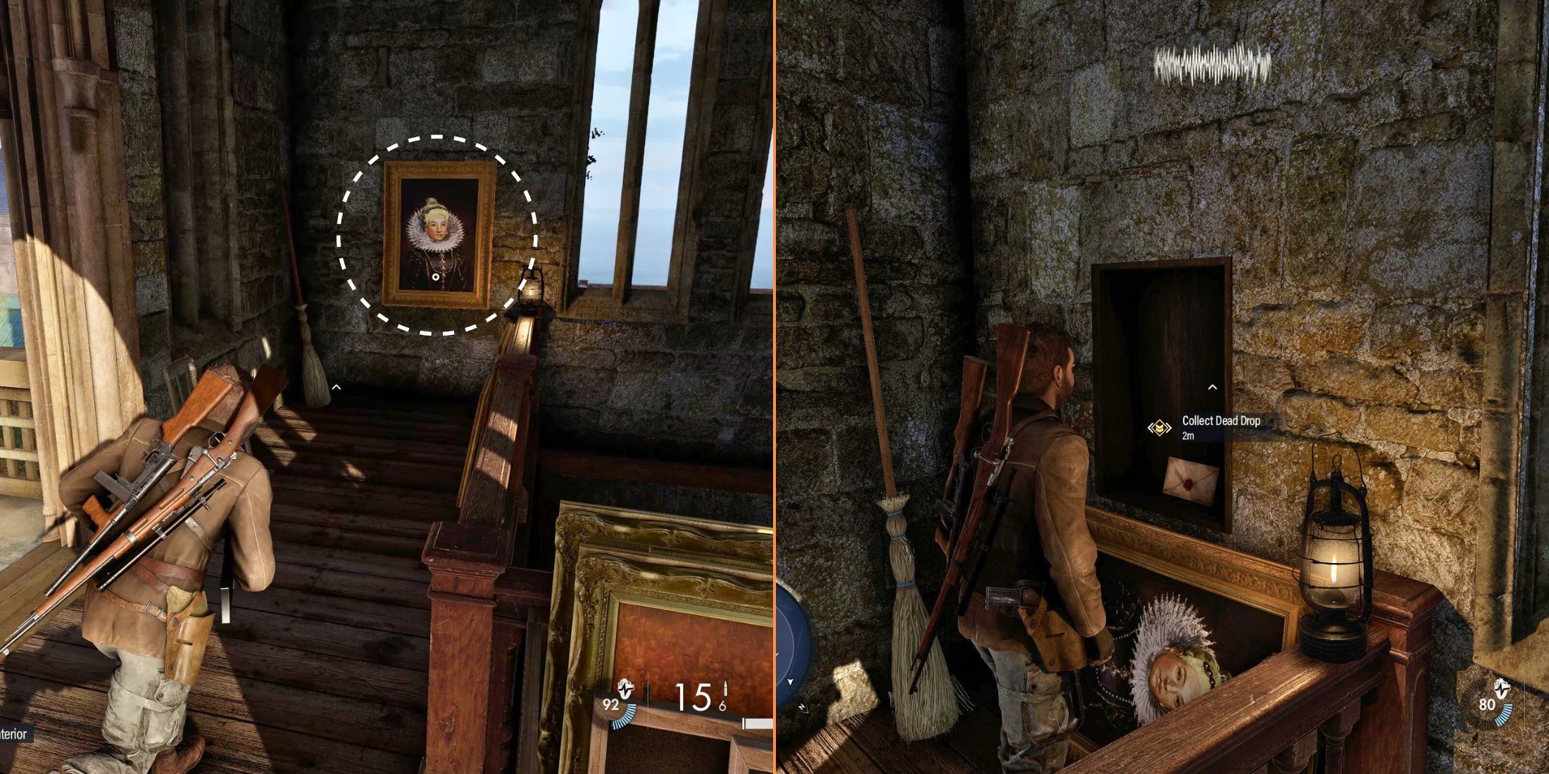 Collect Vertigo's Dead Drop Behind Painting in Bell Tower Sniper Elite Resistance