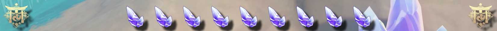 a narrow image strip of some crystal marrow in Inazuma with the icon for it and inazuman emblem overlaid