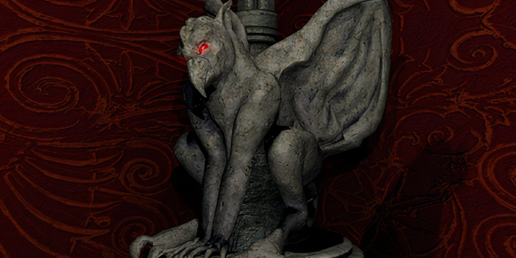 Curse of Blackmoor Manor gargoyle with glowing eyes