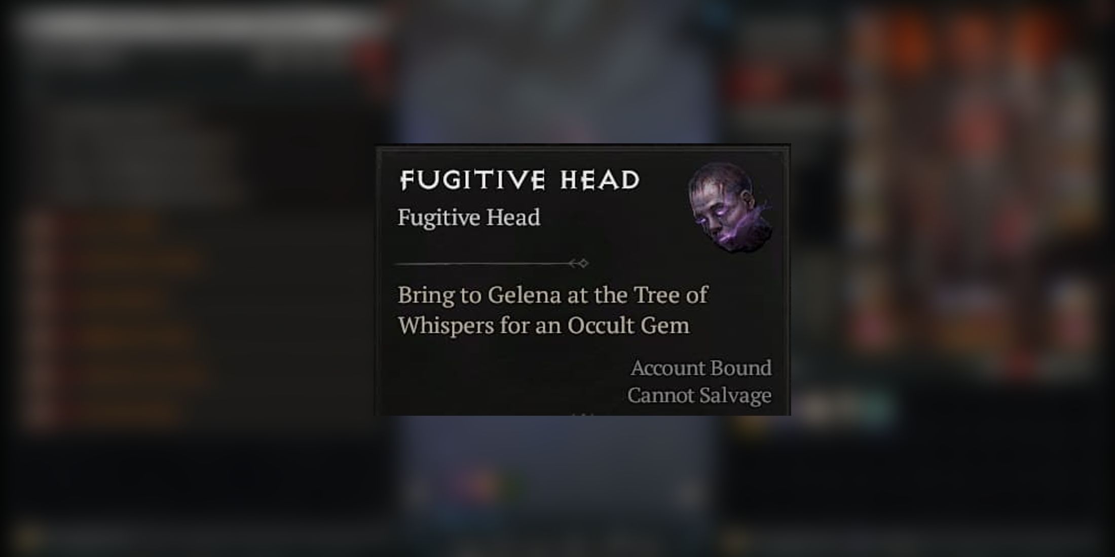 Description of the Fugitive Head item in Diablo 4