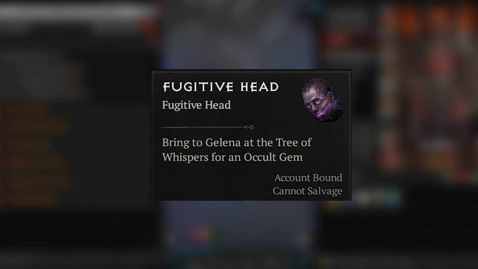 Description of the Fugitive Head item in Diablo 4