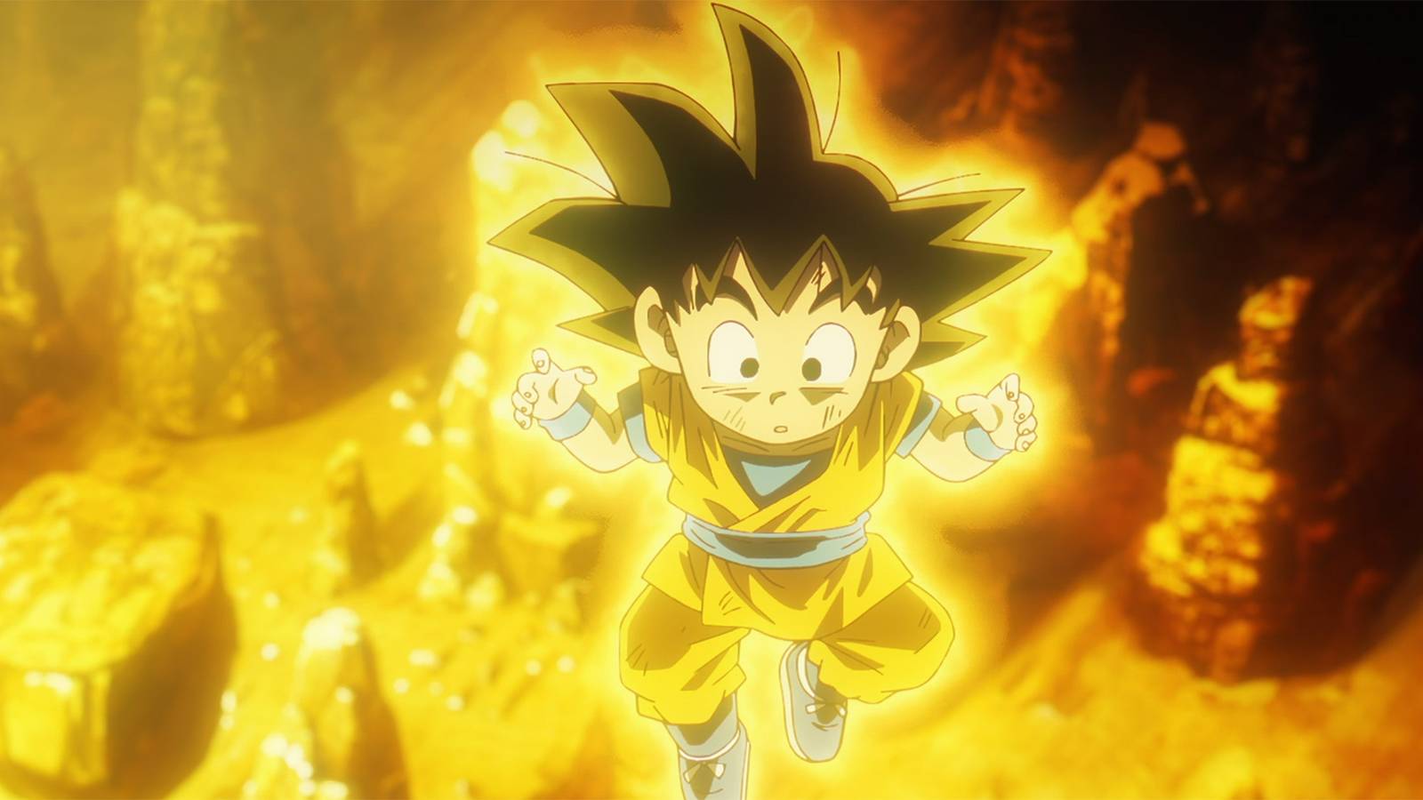 Dragon Ball DAIMA Goku Mini about to transform back into an adult