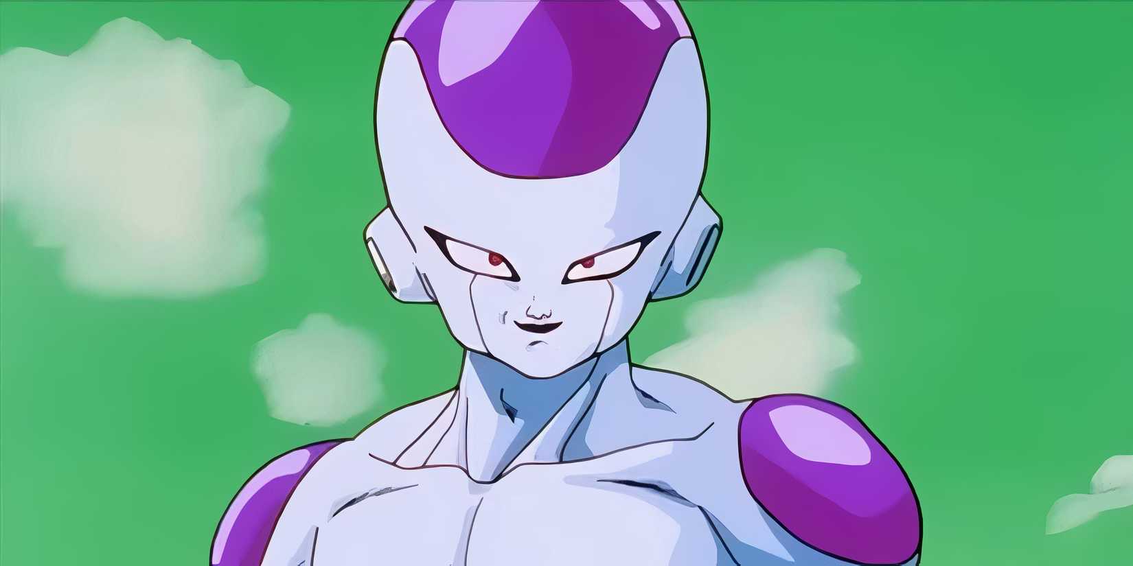 Frieza in his final form prepares to fight Goku in Dragon Ball Z