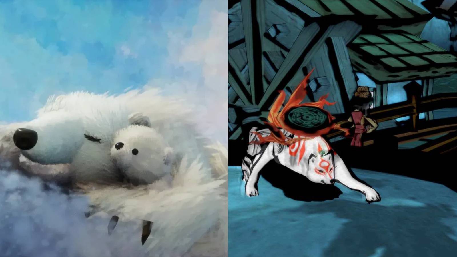 Dreams on the left and Okami on the right