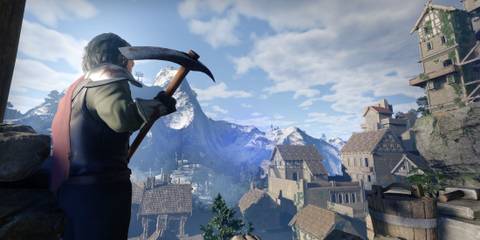 Enshrouded buildings in the distance