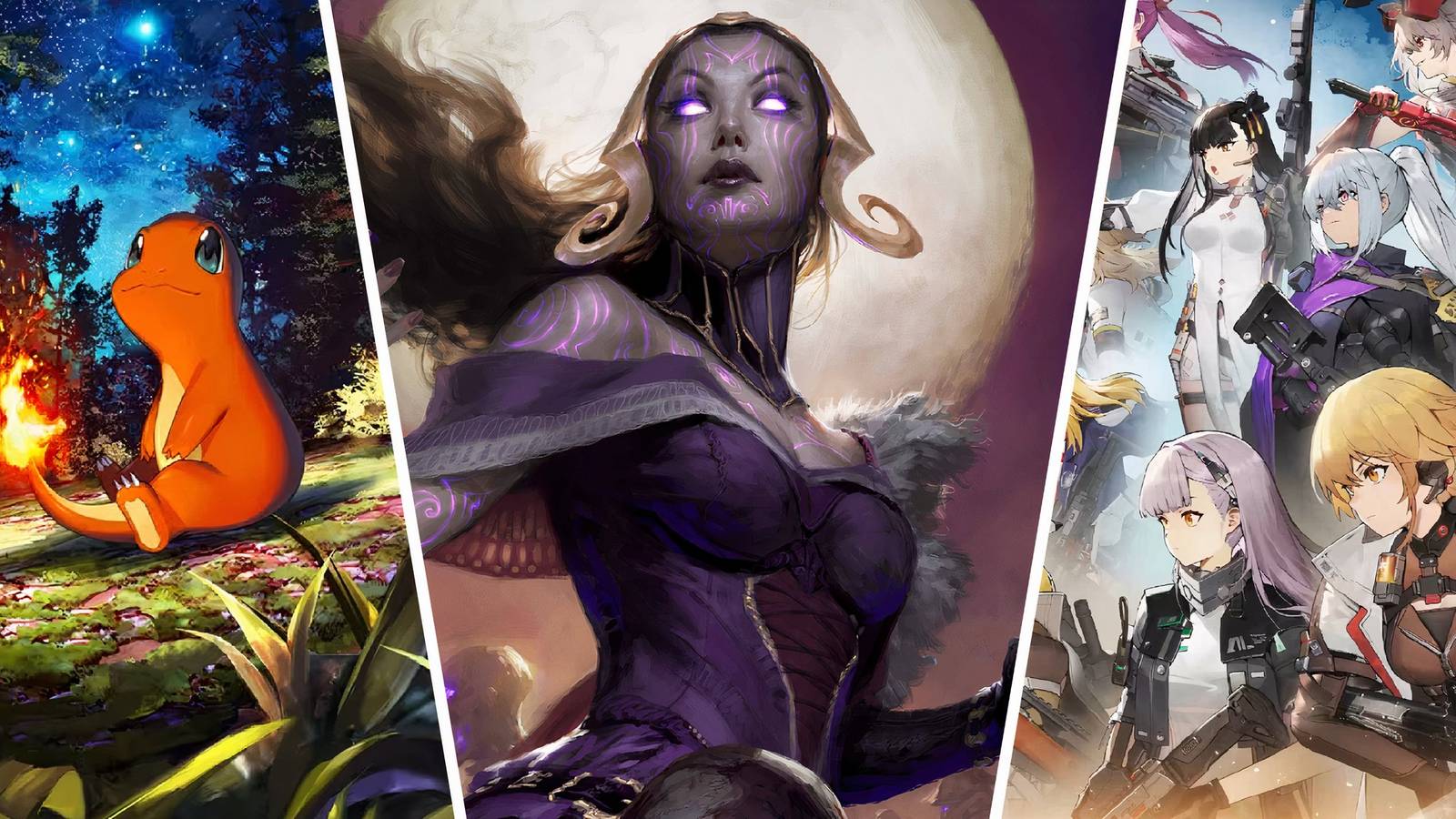 Split image of Pokemon TCG Pocket, MTG Arena and GFL2