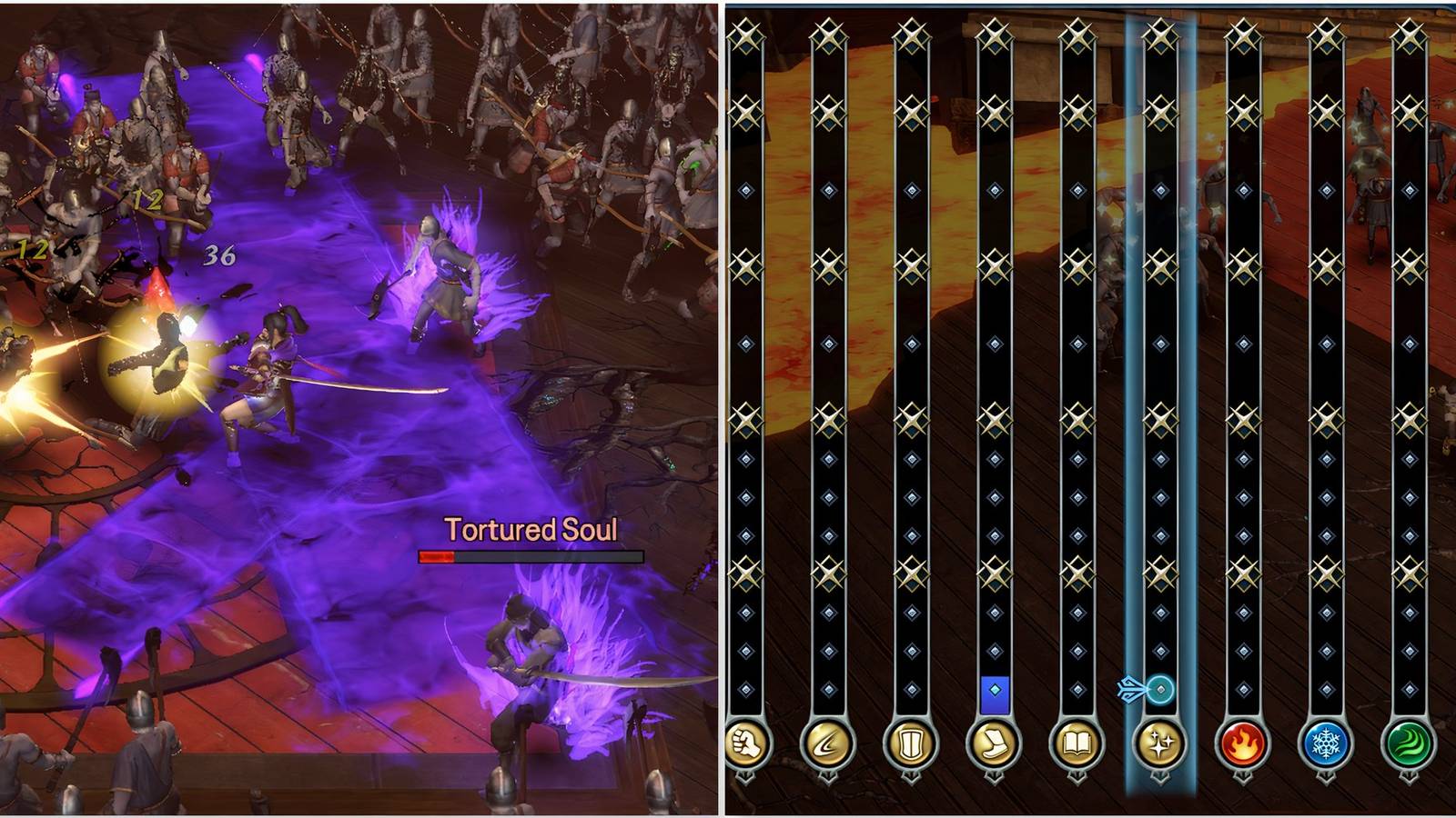 Fighting enemies and the emblem tree in Warriors Abyss