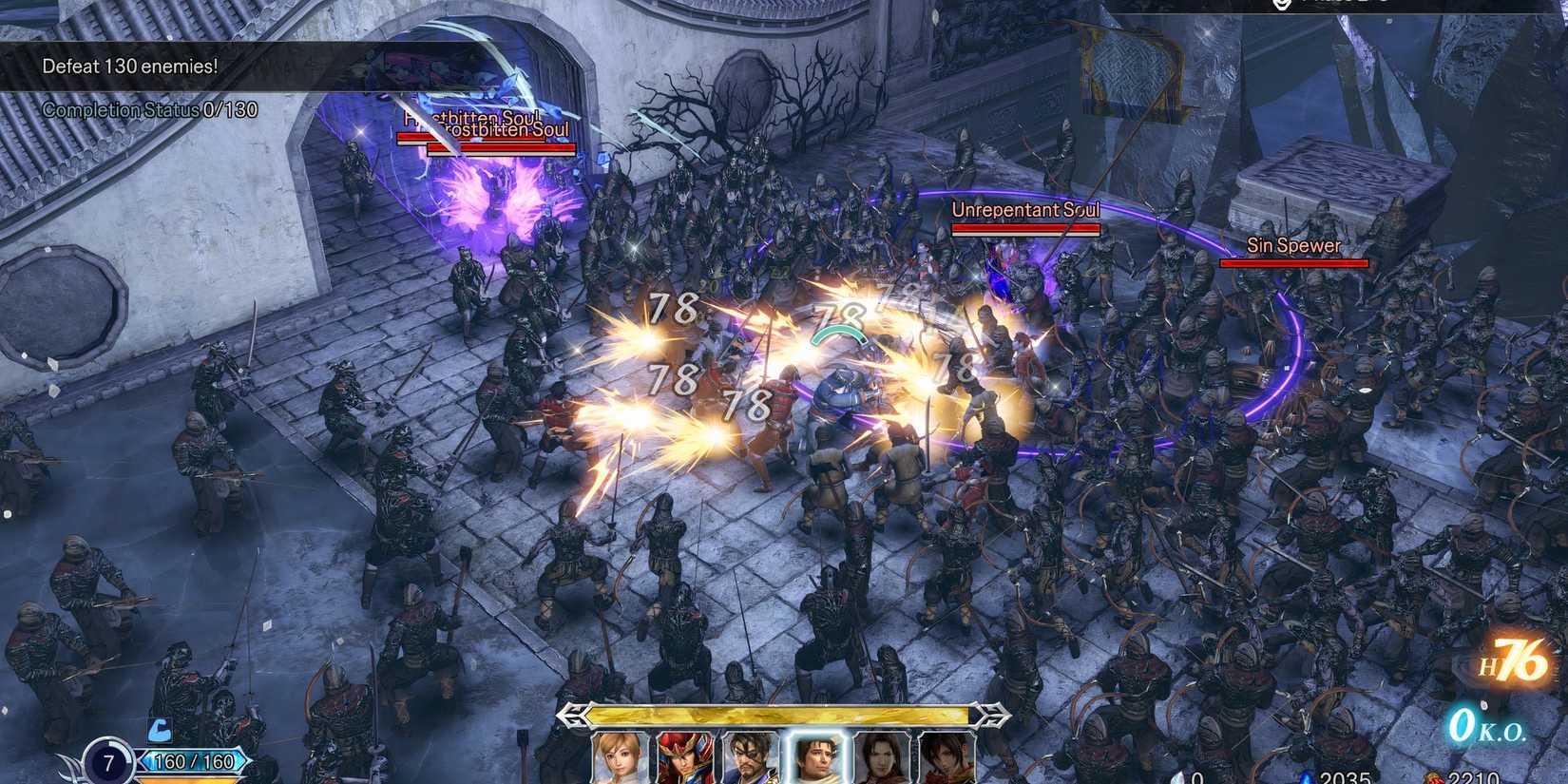 Fighting enemies in Warriors Abyss