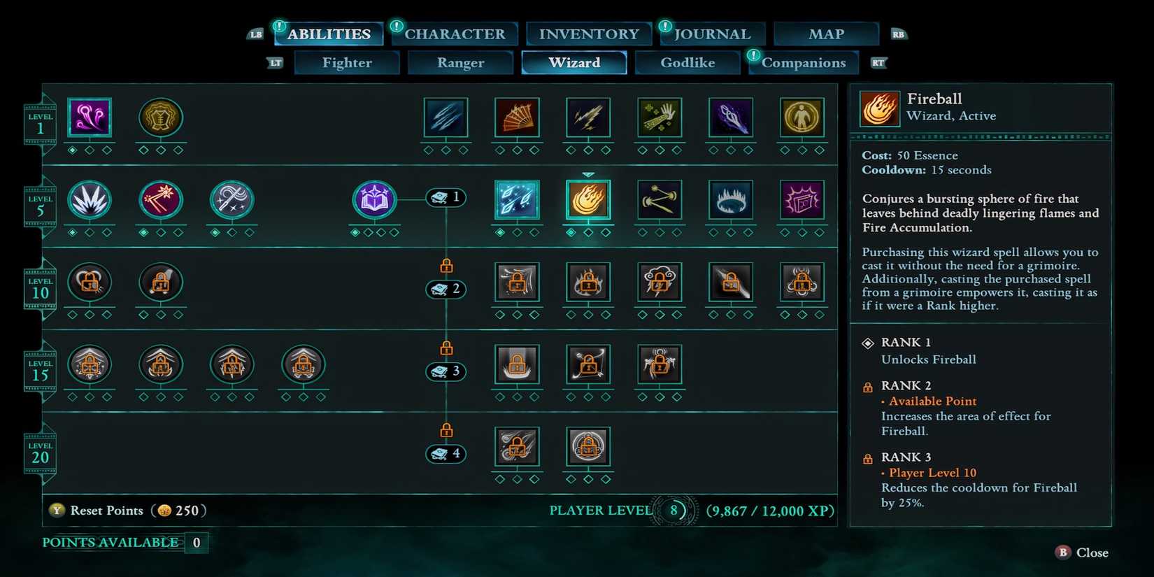 Fireball spell in Avowed