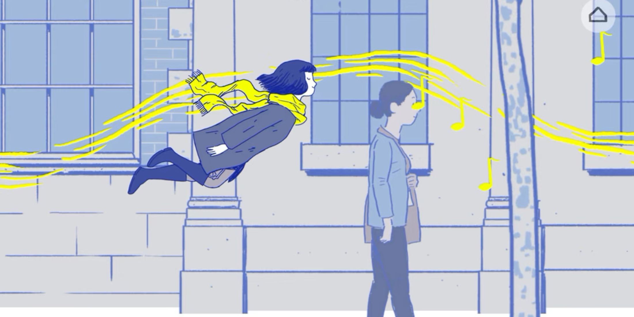 florence following yellow music note trail