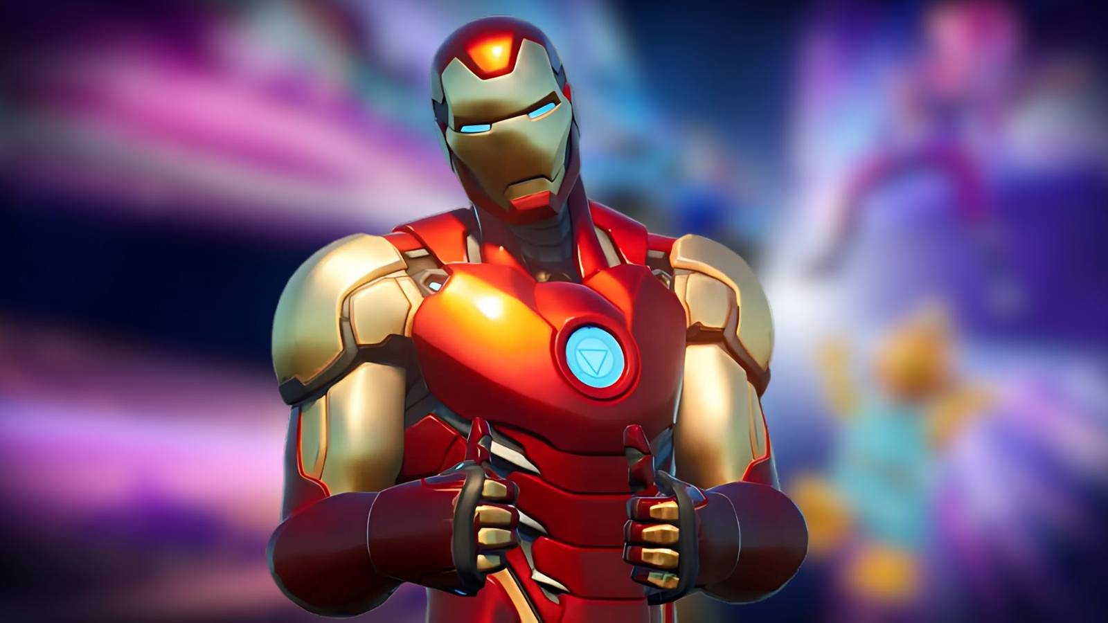 Fortnite Iron Man on blurred background