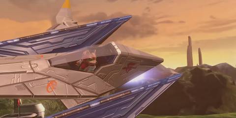 fox making a sharp turn in an arwing