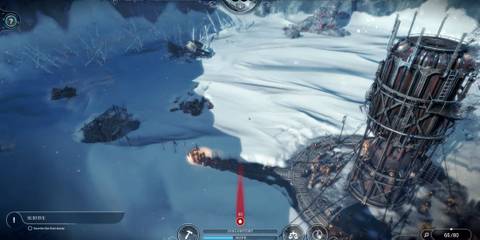 A screenshot from early stage gameplay in Frostpunk