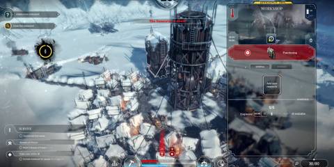 The Workshop Management screen in Frostpunk