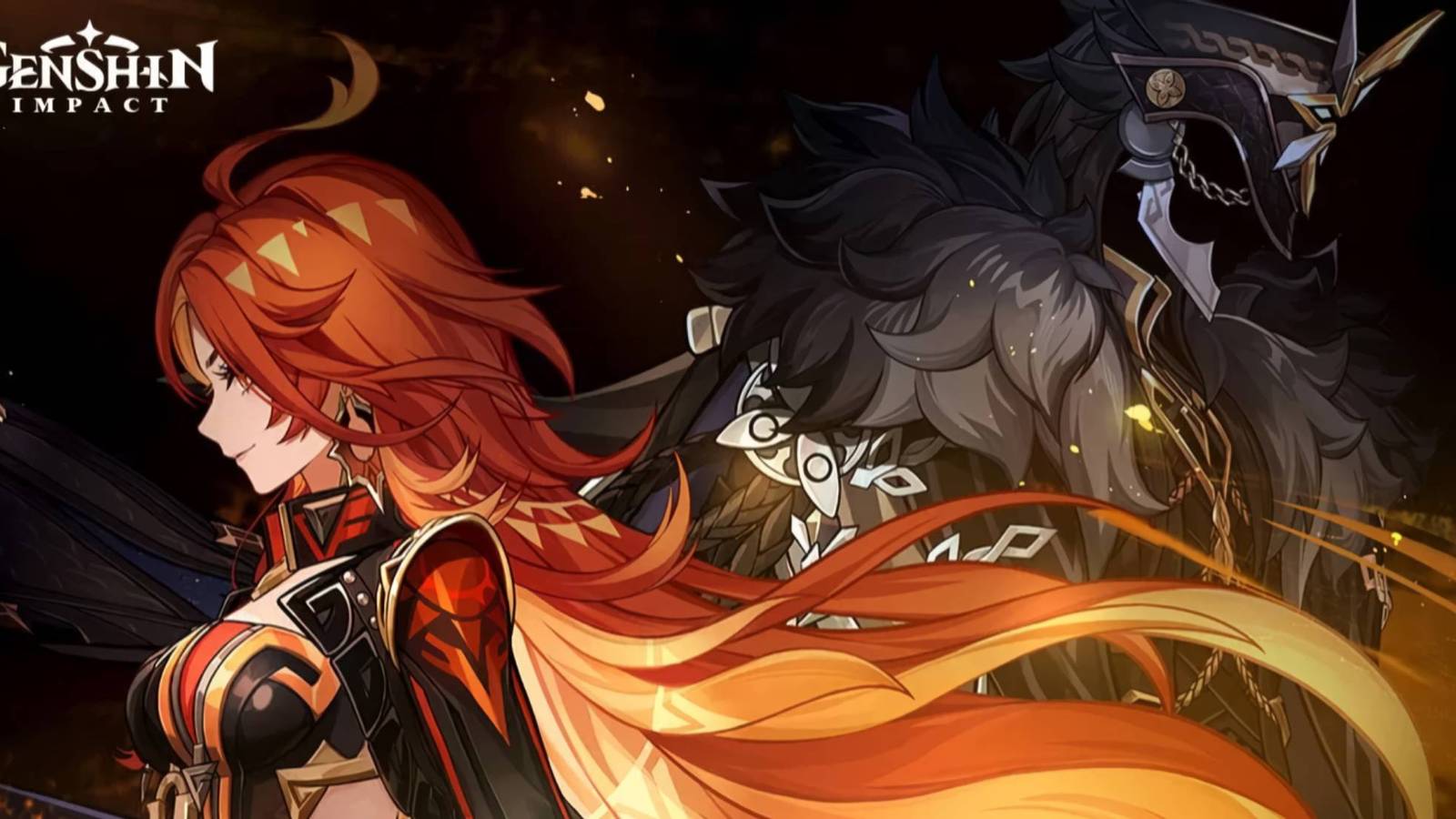 A key visual for Genshin Impact showing Mavuika and Capitano.